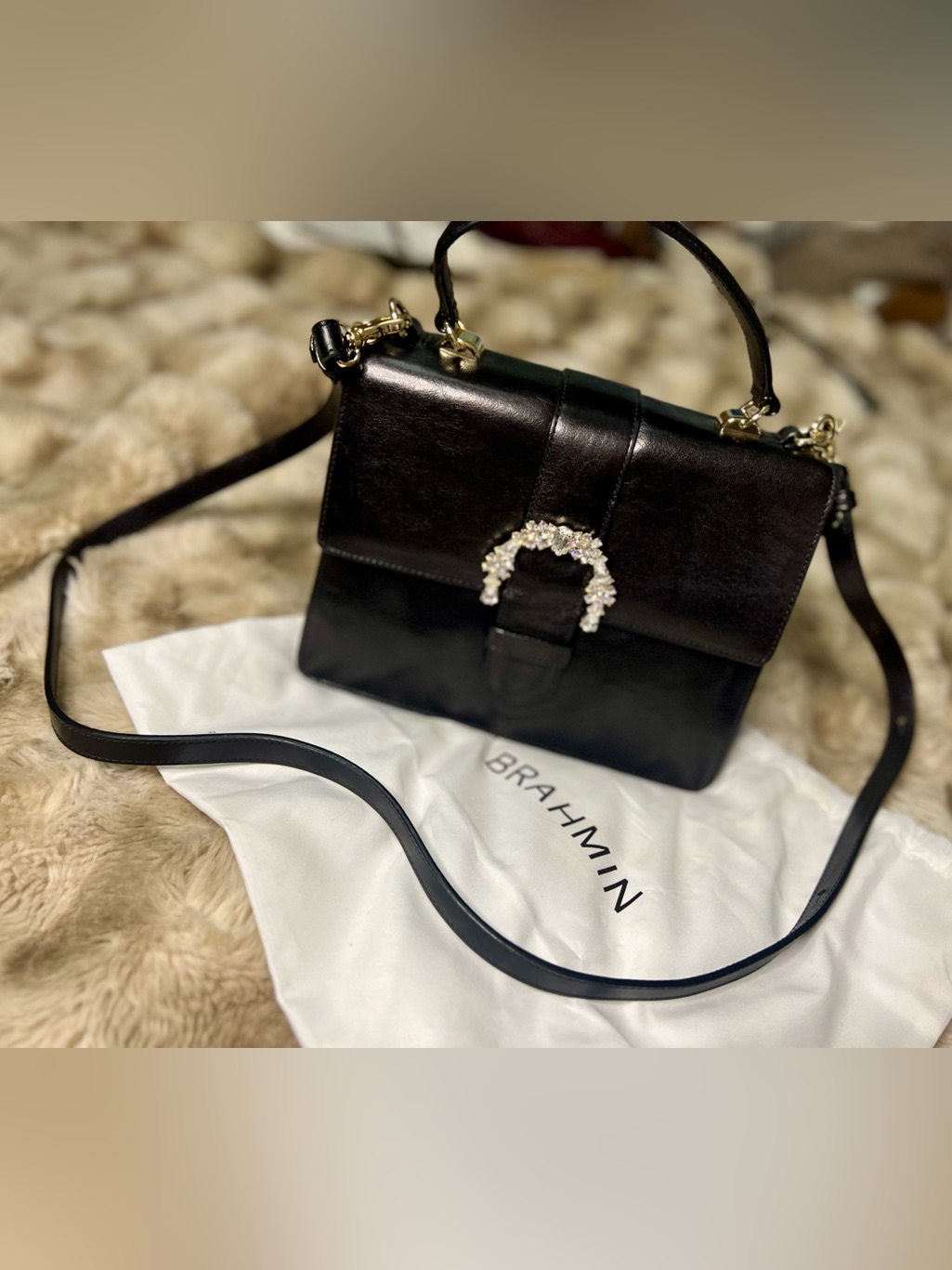 Rare Brahmin X Michaela Luxe Mini Francine Topsail W/ Crystal Buckle (Msrp $435)